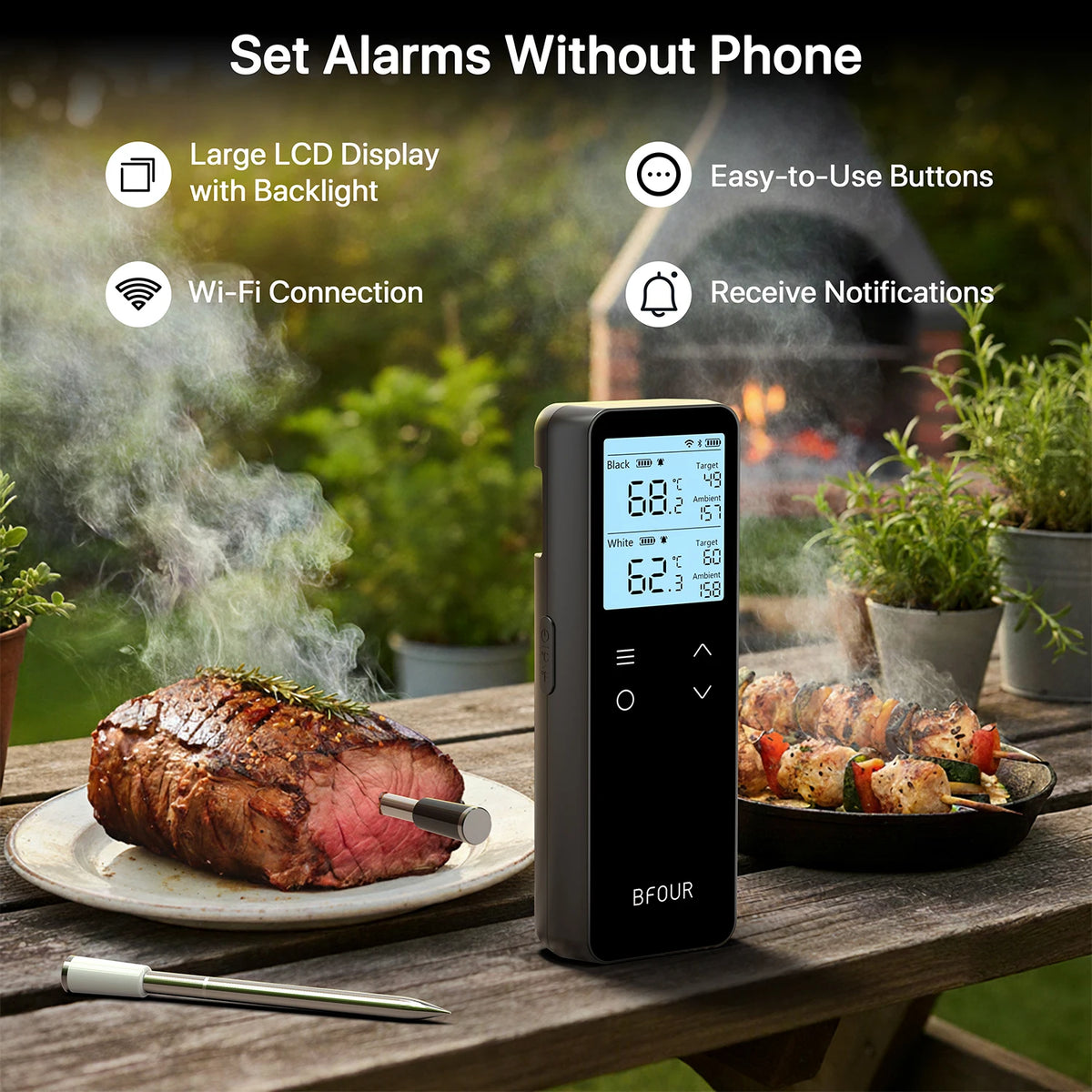 Wireless Digital Meat Thermometer with WiFi and Bluetooth