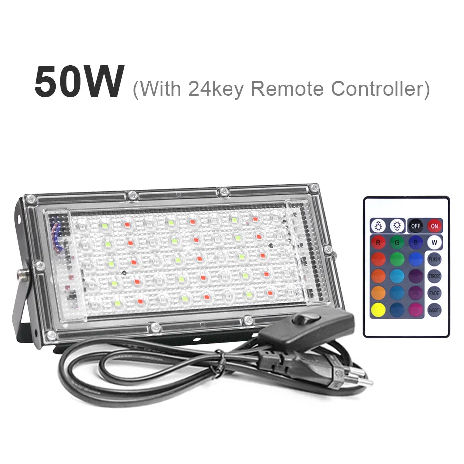 LED Flood Light 300W 100W 50W RGB Led Floodlight AC 220V 240V LED Street Lamp Waterproof IP65 Outdoor Lighting Led Spotlight