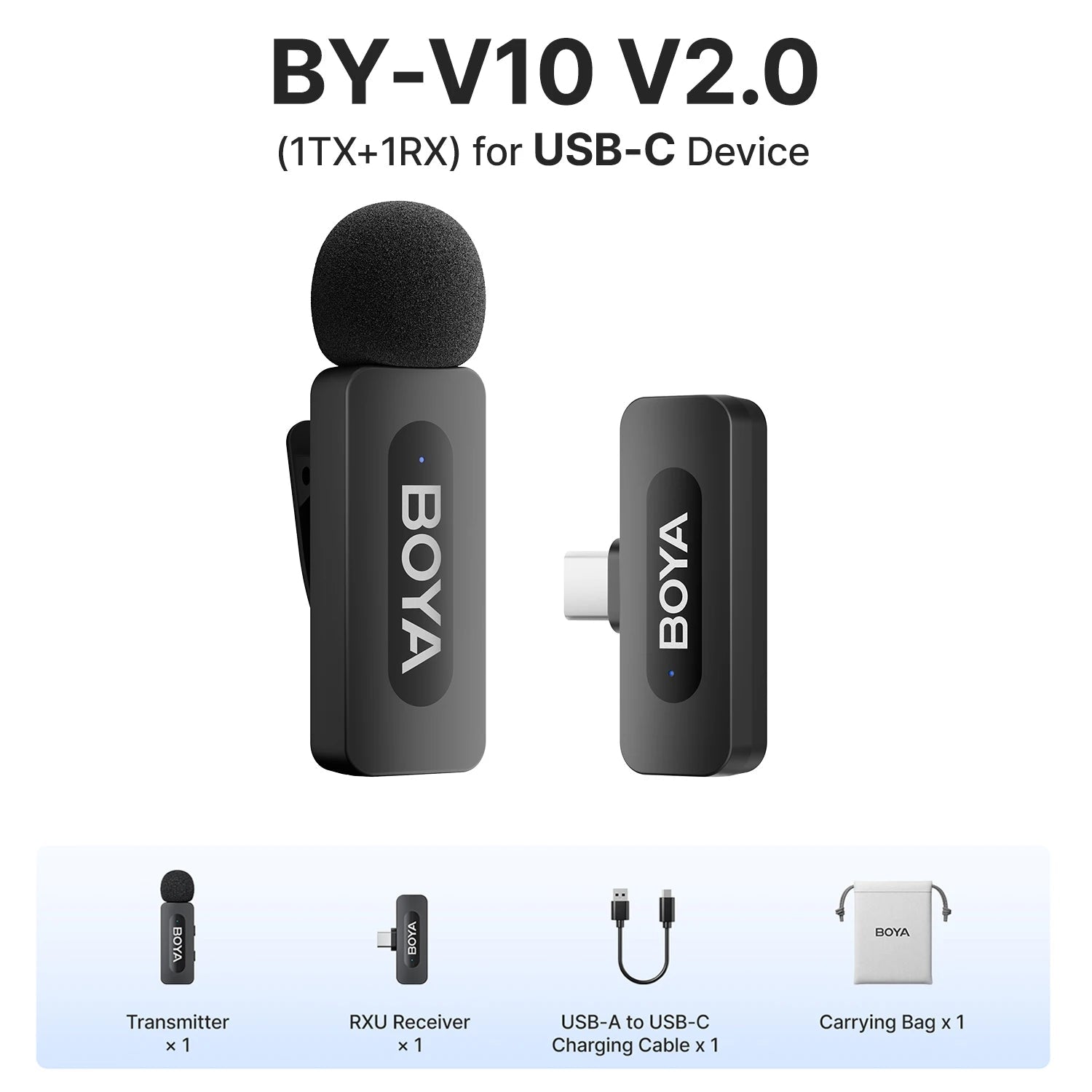 BOYA BY-V Professional Wireless Lavalier Mini Microphone for iPhone iPad Android Live Broadcast Gaming Recording Interview Vlog
