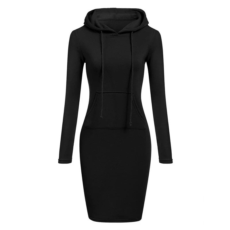 Rochie hanorac cu glugă și buzunare pentru damă