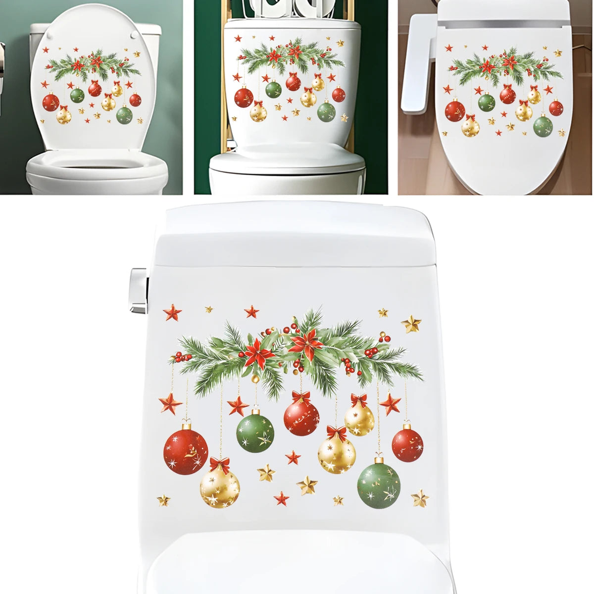 Christmas Toilet Sticker Merry Christmas Decoration for Home 2025 Pendant Xmas Sticker Ornament Navidad Natal New Year Gift 2026