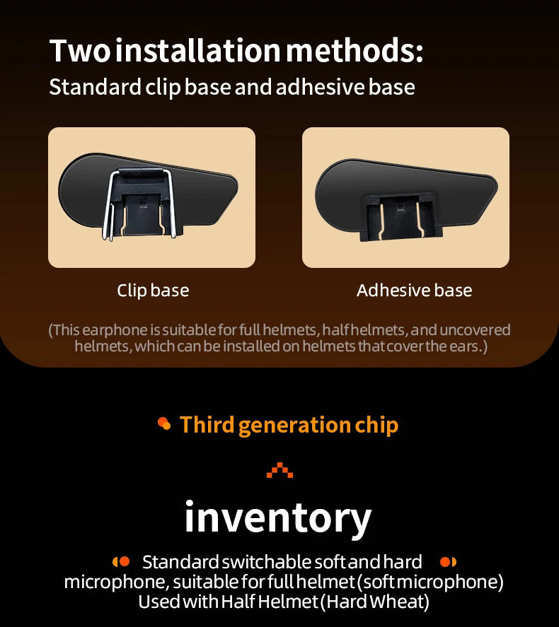 3D Surround Heavy Bass Motorcycle Helmet Headset Stereo Bluetooth Hands Free Call IPX7 Waterproof With Tri-Color Ambient Light