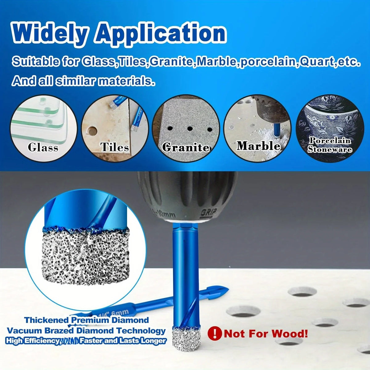 6pcs Drill Bit Set for Hard Tiles Ceramic Porcelain Stoneware Marble Granite