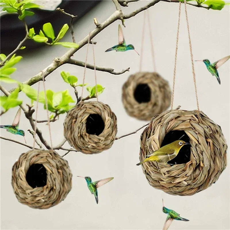 Handwoven Grass Bird Shelter, Approx. 12cm