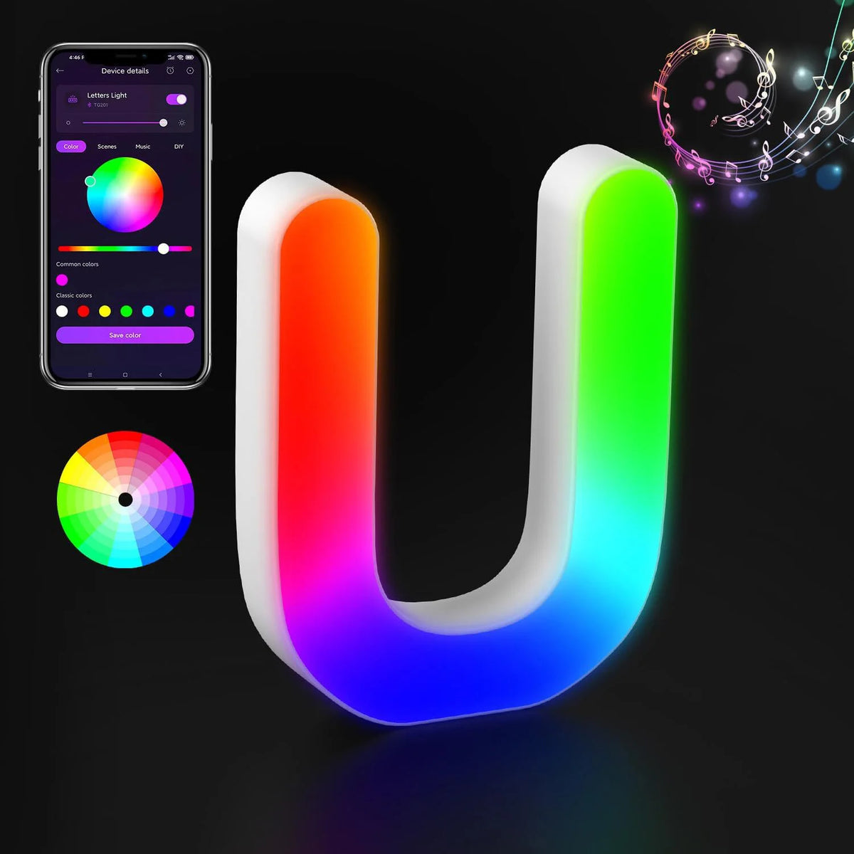 Appstyrt RGB LED-bokstavlampe
