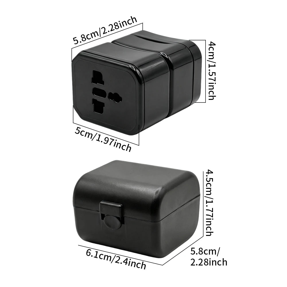 Adaptador de viagem EU/US/UK/AU com estojo de arrumação