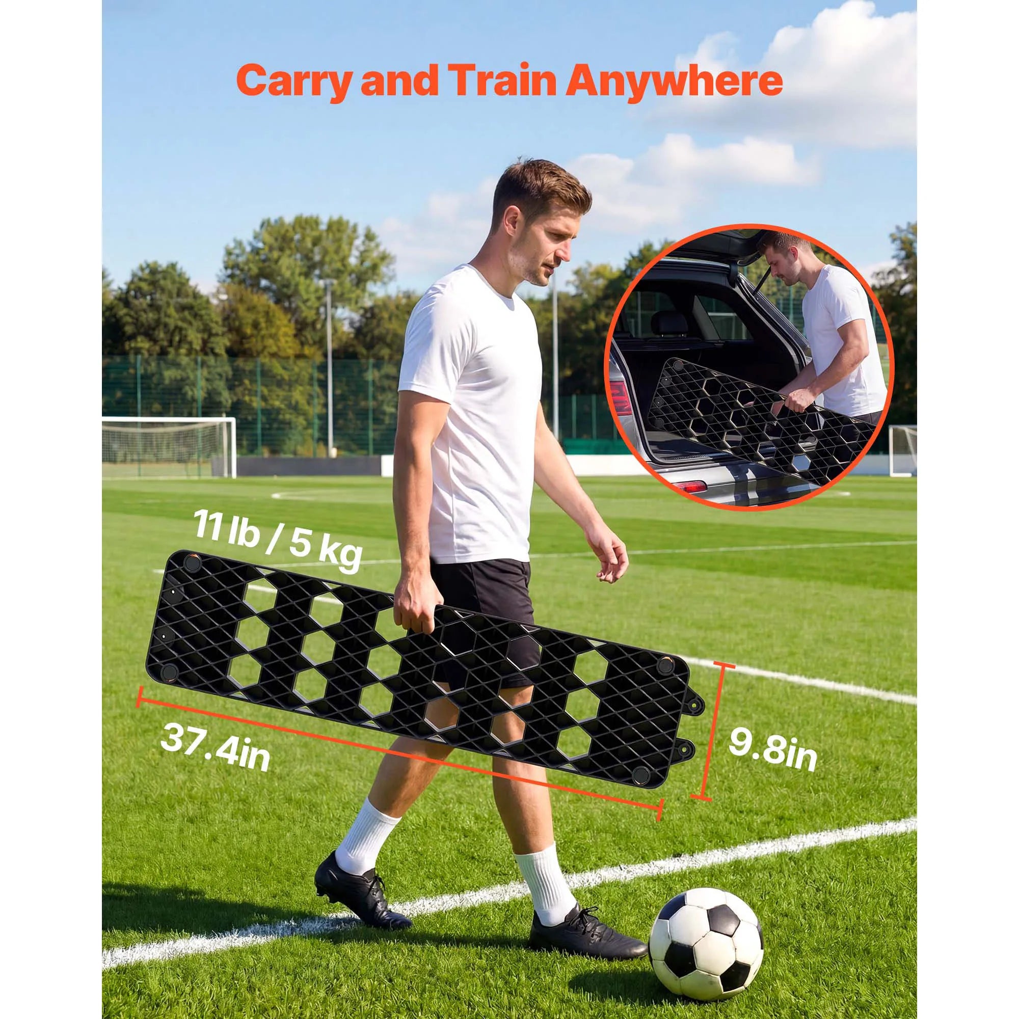 Soccer Rebounder Board 37.4in Dual Surface Trainer with Angles