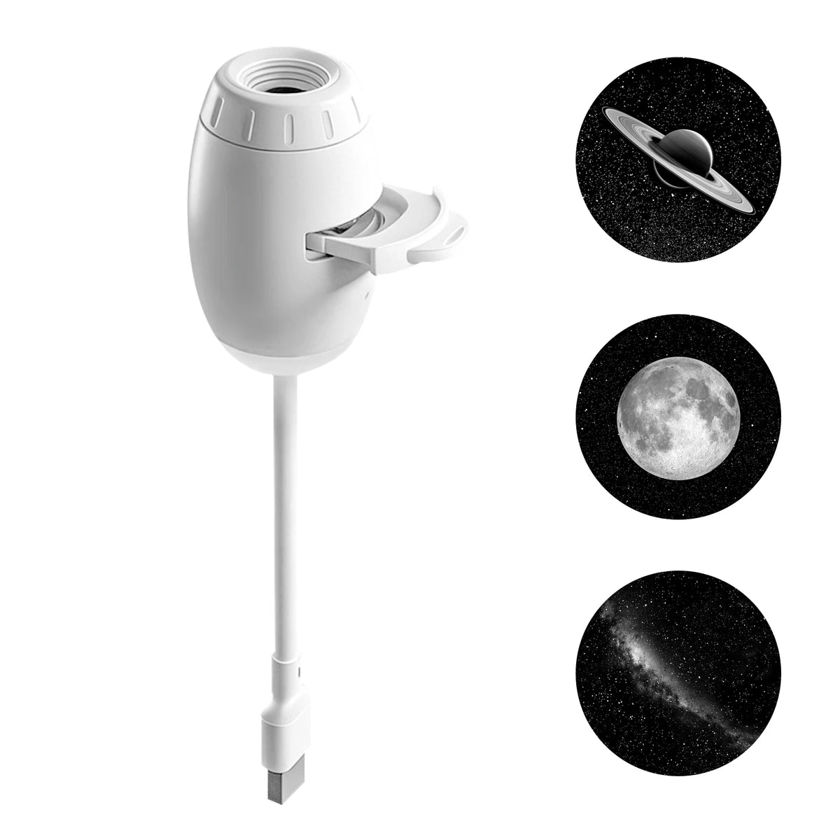 Mini projetor USB de galáxias e luz de presença