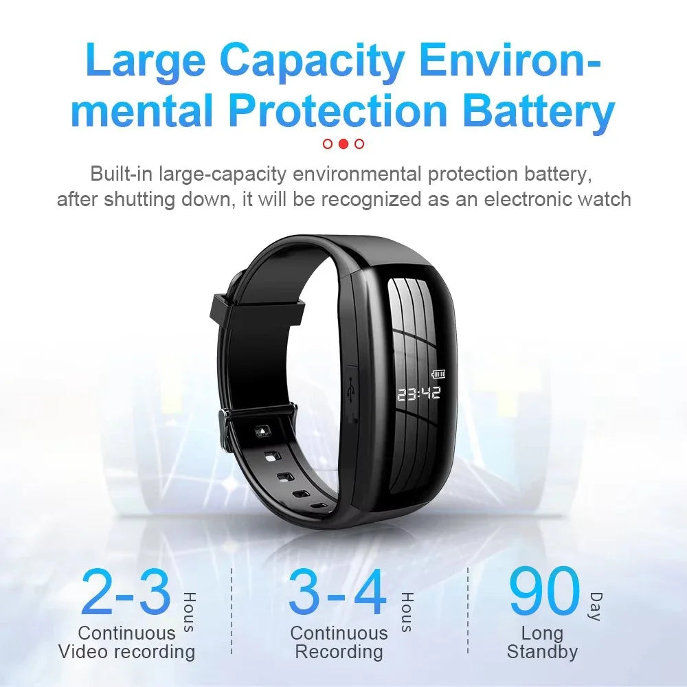256GB Mini Camera Watch Audio Video Recording Bracelet USB Flash Driver Dictaphone Noise Reduce Sound Recording Wristband