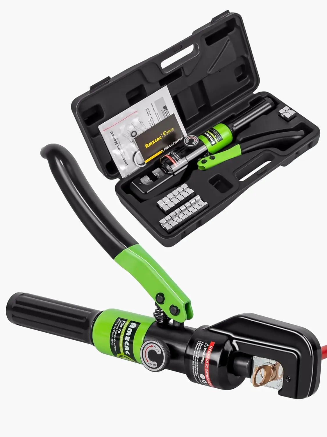 10-Ton Hydraulic Cable Crimper Kit with 9 Dies for Wire & Lugs