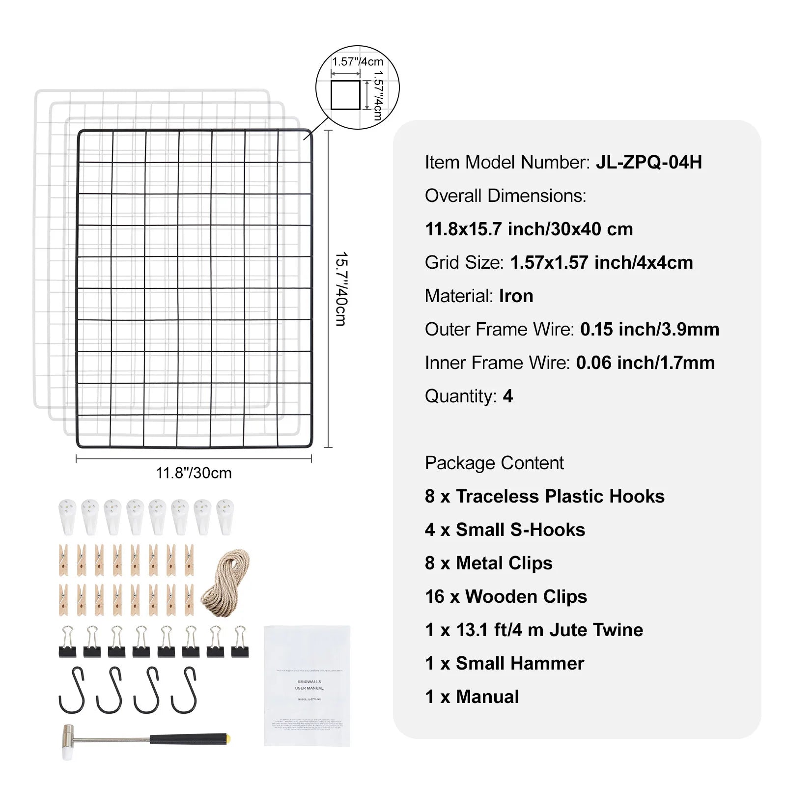 Grid Wall Display Panels with Hooks Double-Sided Rack Set