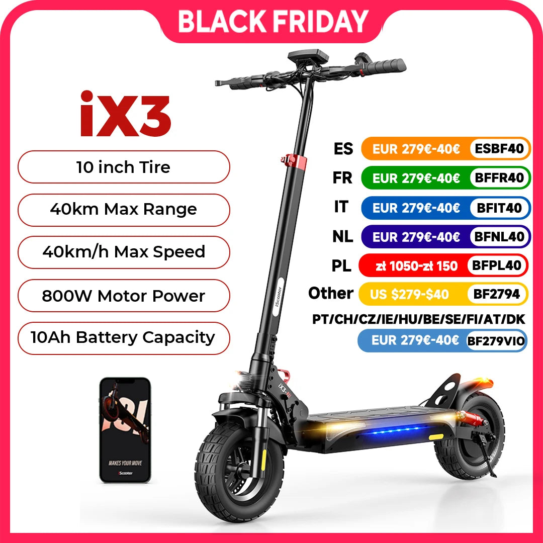 iScooter iX3 Powerful Electric Scooter for Off‑Road and City Riding