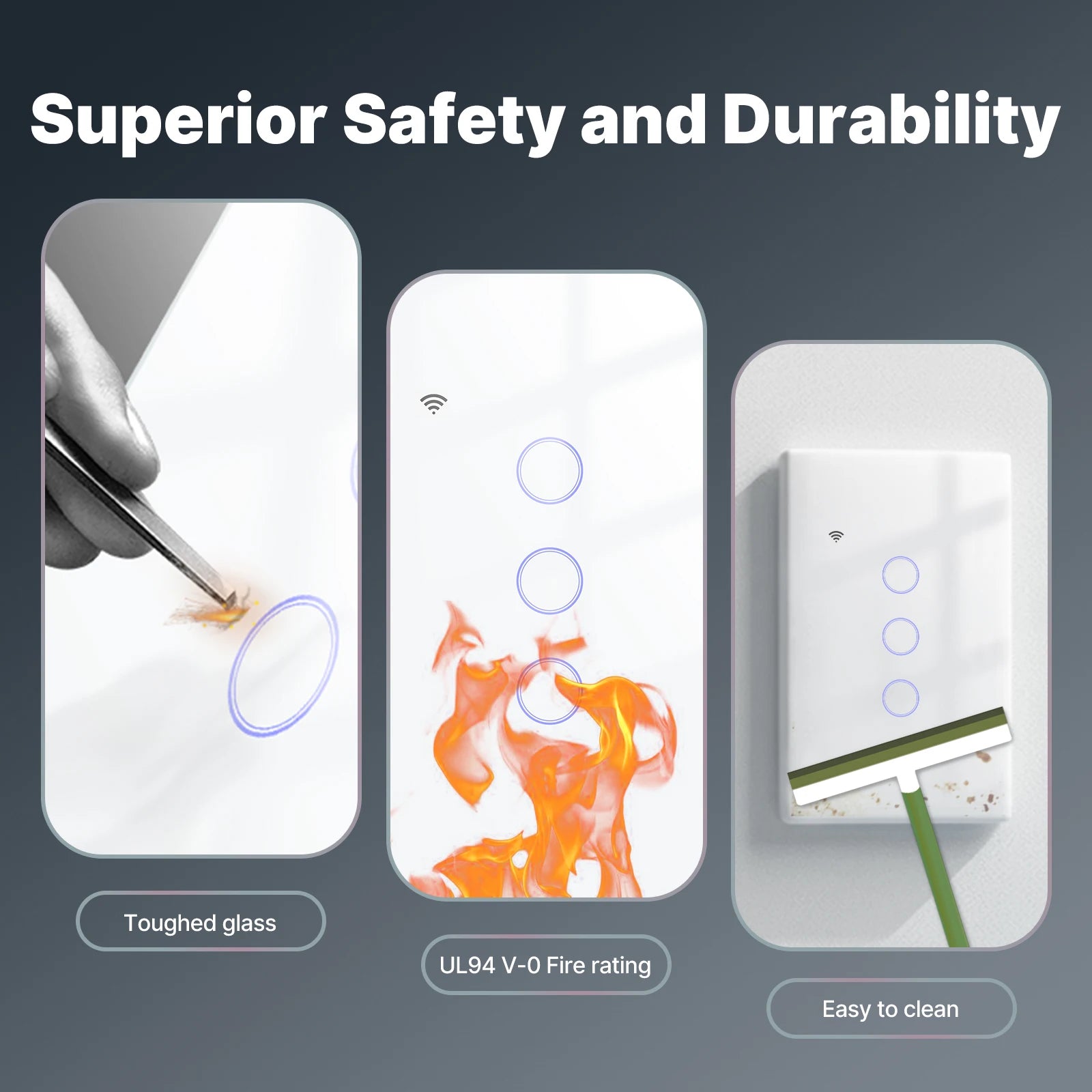 Smart Light Switch No Neutral WiFi Touch Control