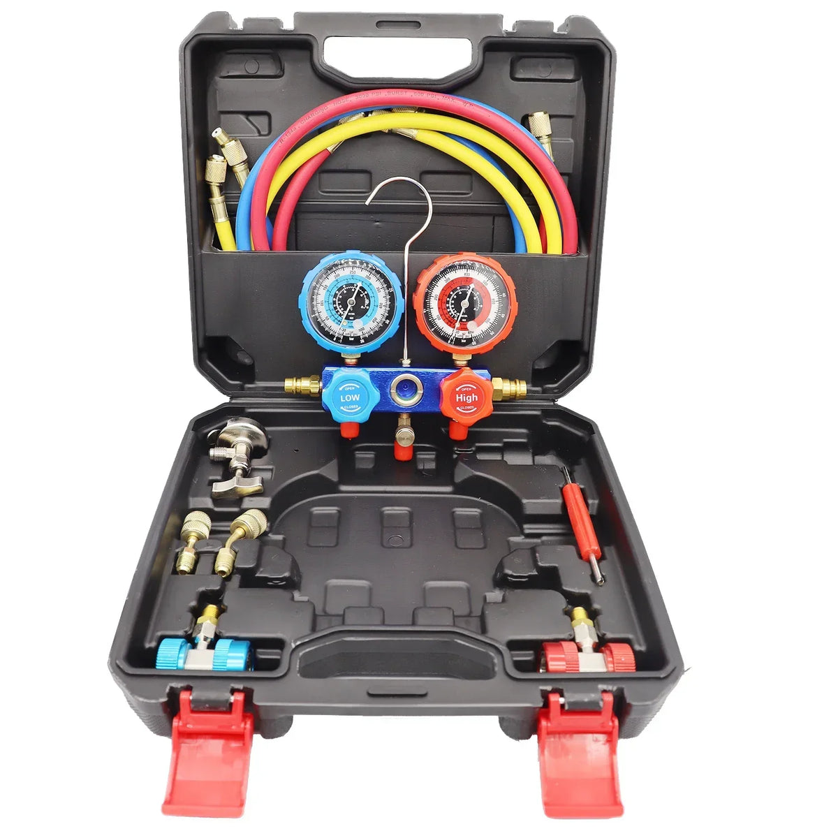 NEW Car Air Conditioning Pressure Manifold Gauge Hose Kit R22 R-410A R-134a R-404A Refrigerant Pressure Gauge Set Storage Box