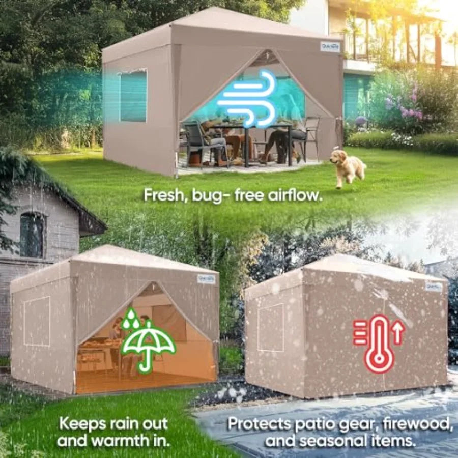 10x10 Pop Up Gazebo Shelter with Sidewalls and Windows