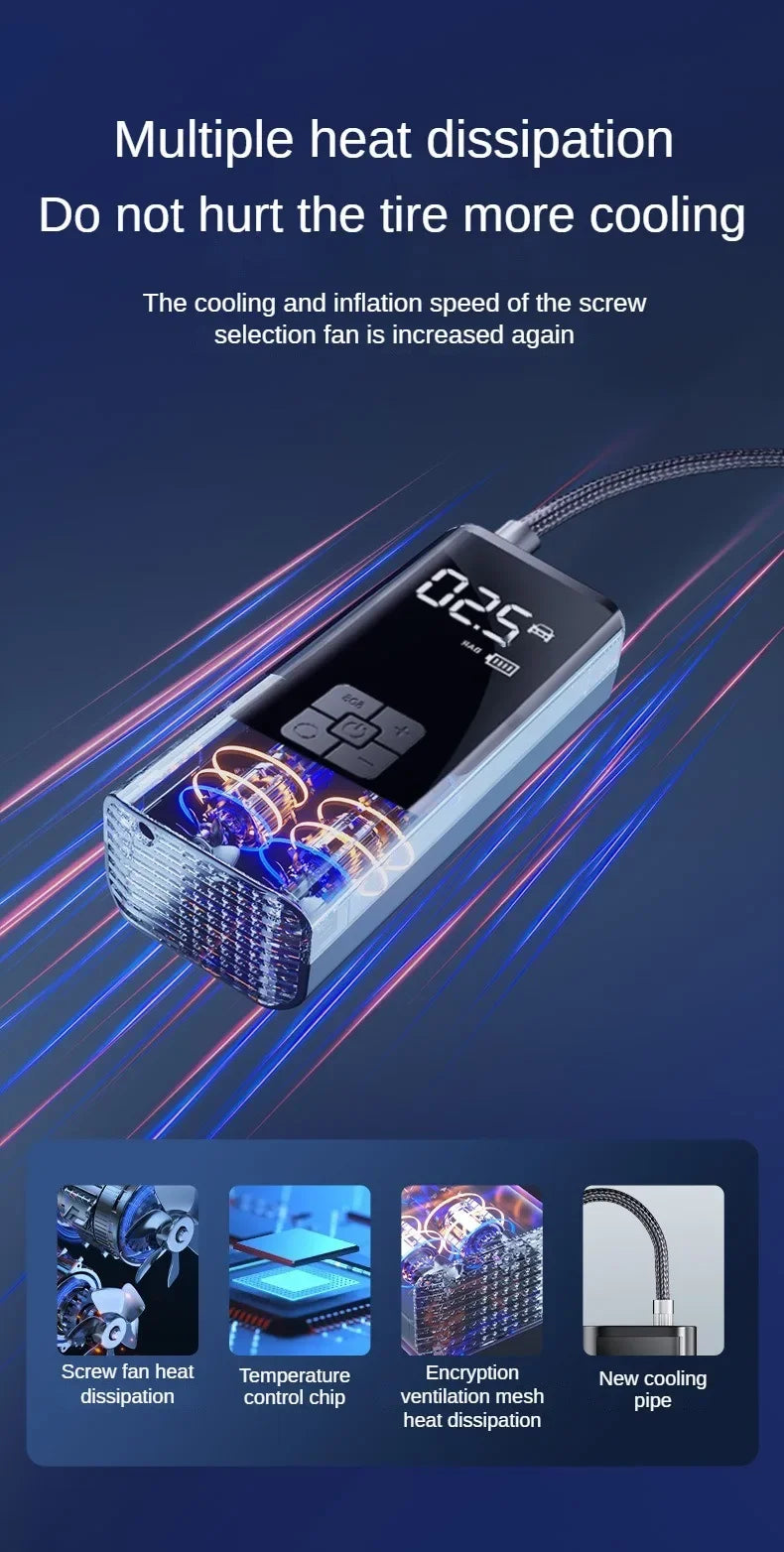 Trådlös bilpump bärbar däckpump med digital display