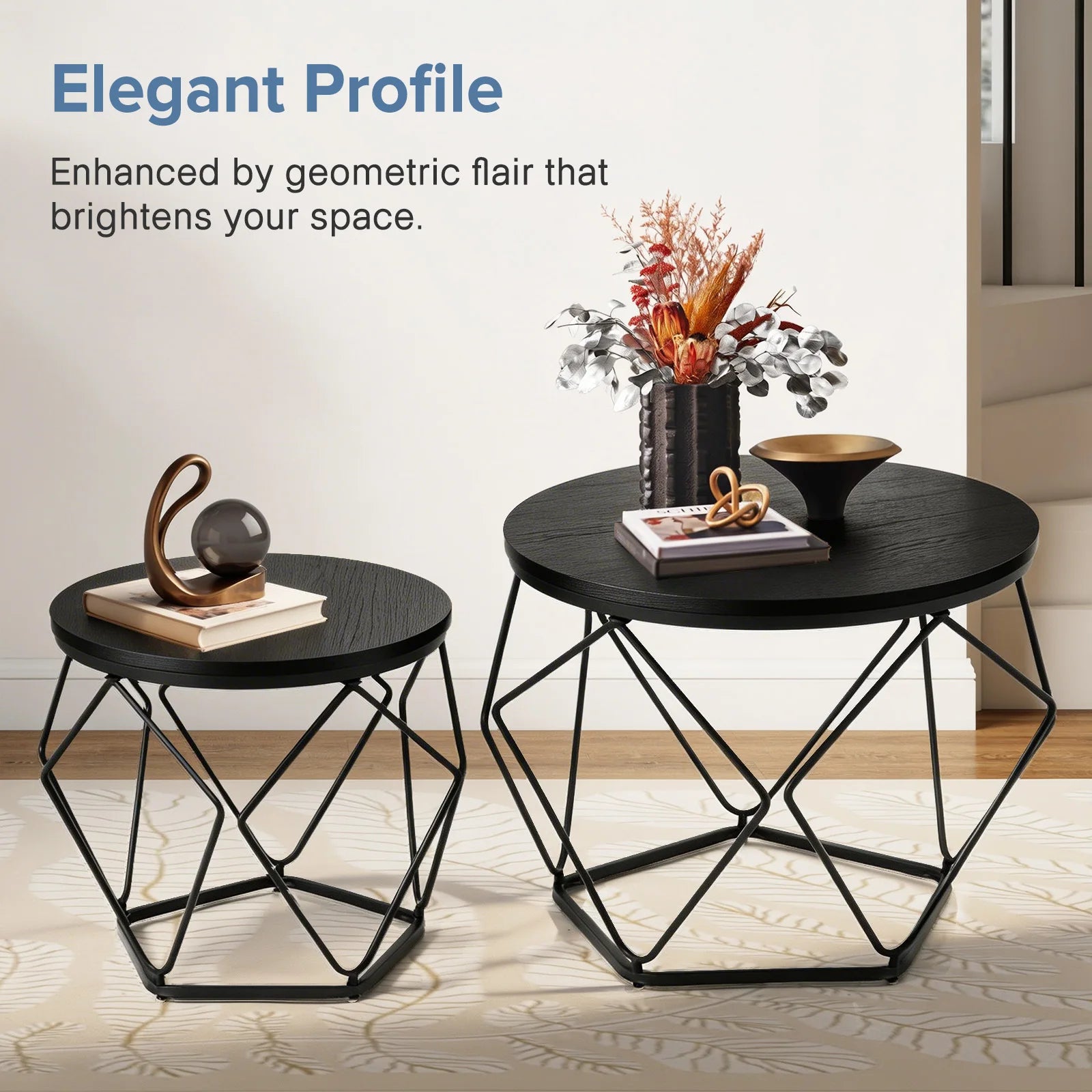 20in Round Nesting Coffee Table Set with Removable Lid Storage