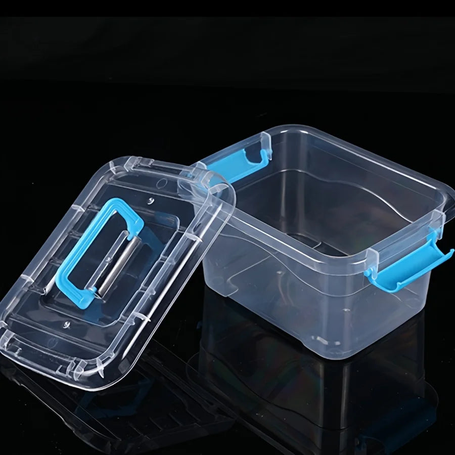 Clear Lidded Storage Boxes with Handles, Set of 2