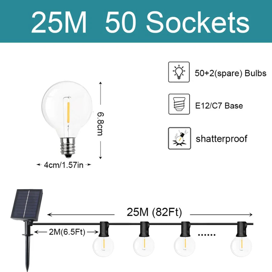 G40 Solar String Lights for Outdoor Ambience