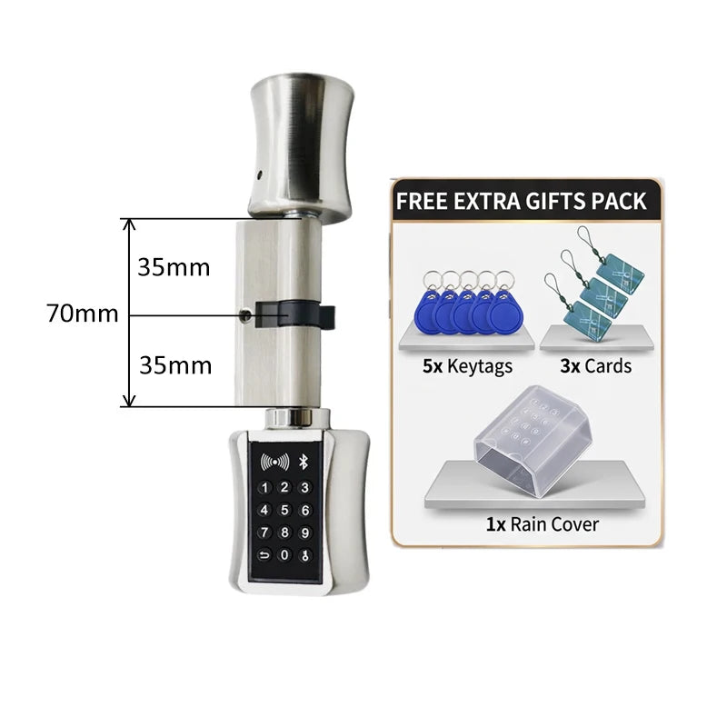 DIY Electronic Smart Door Lock Cylinder TTlock App Fingerprint Digital Keypad Card Unlock Keyless Home Security Lock EU Profile