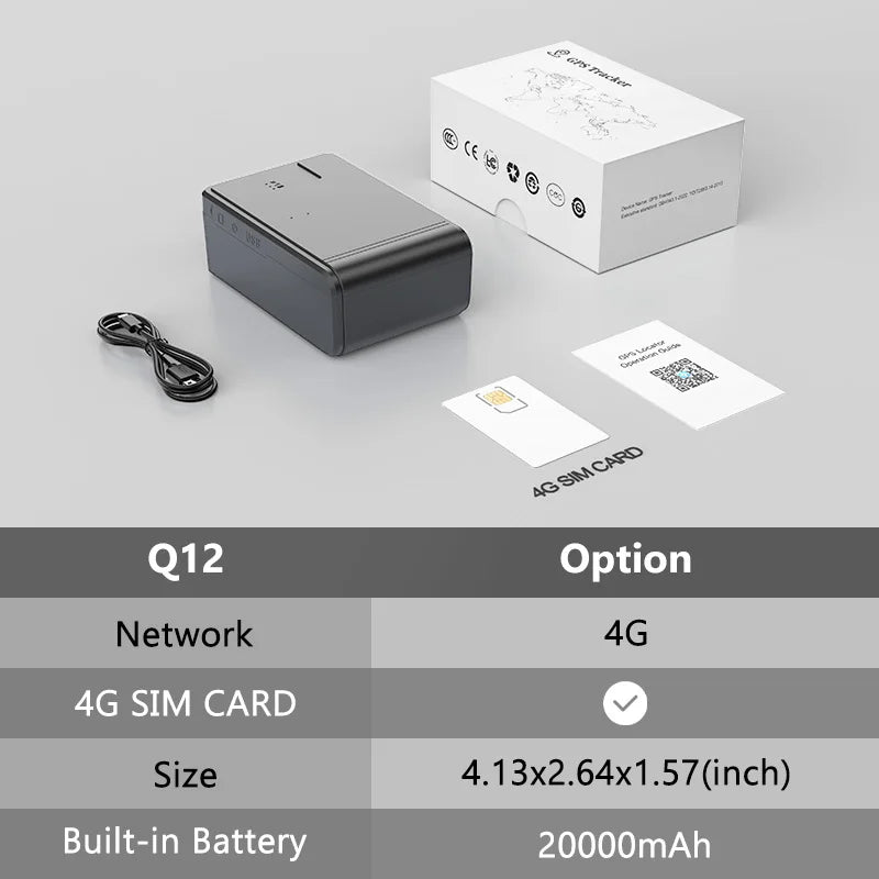 4G GPS Car Locator 20000mAh/10000mAh/6000mAh GPS Car Tracker Vibration Anti-Theft Geo-fence Alarm with Free APP