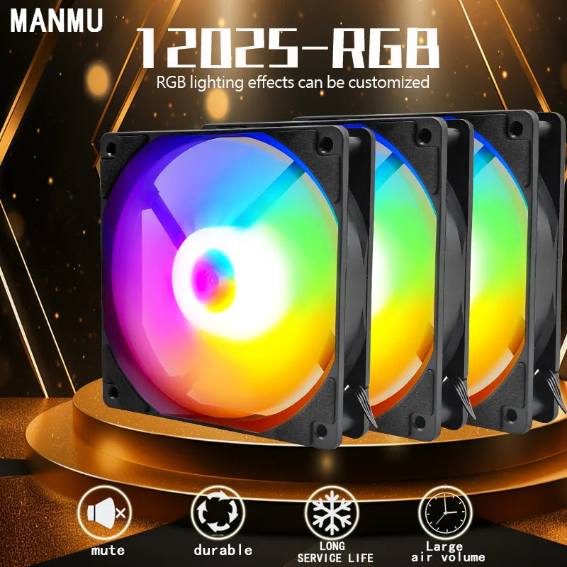120 mm Rainbow RGB Computer Case Fan