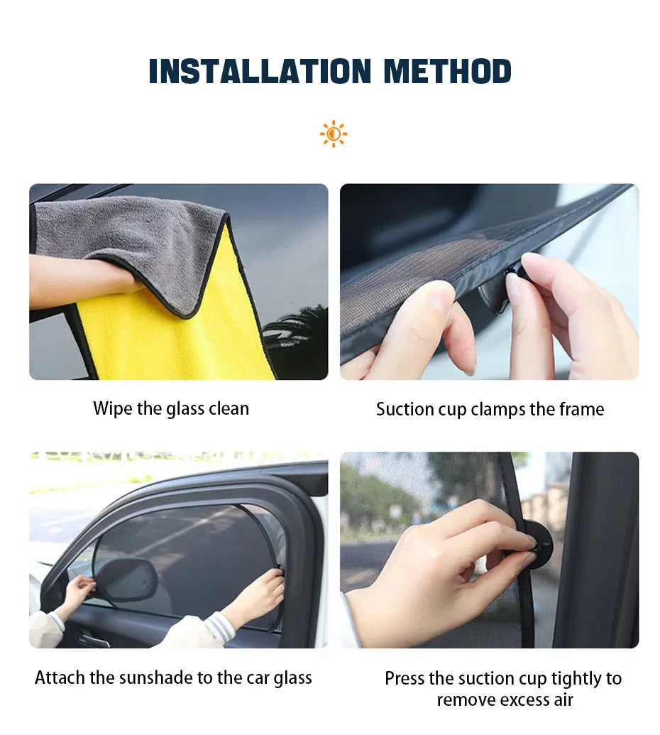 SEAMETAL 2Pcs Side Window Sun Shade for Car Mesh Curtains Sunmmer Sun Protection Window Screen Sunshade UV Blocker Anti-Glare