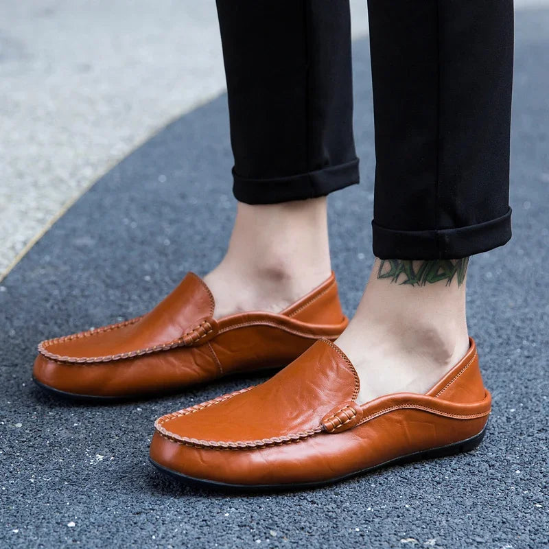 Men's Leather Slip-On Loafers Plus Size 37-47