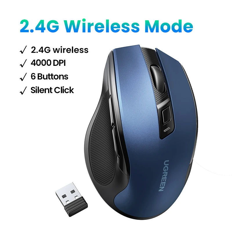 Wireless Bluetooth Mouse – Ergonomic 4000DPI Silent Mouse with 6 Buttons for MacBook, Laptop & PC - Spy-shop.com