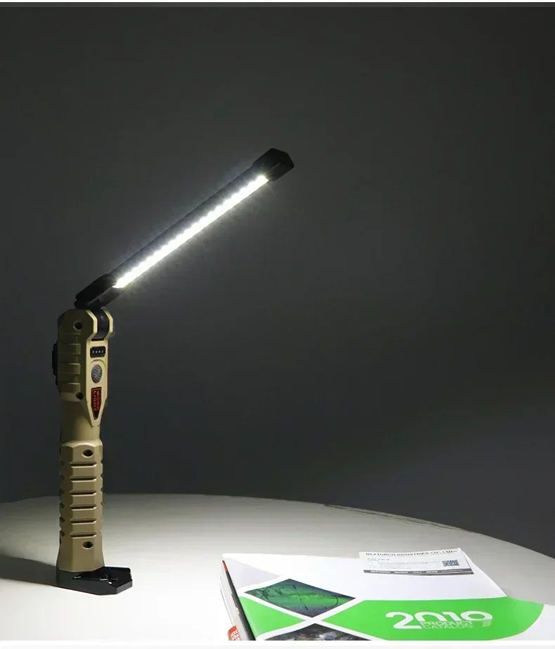 USB Rechargeable LED Work Light 1000 Lumens COB Lantern with Power Capacity Indicator Handled Flashlight for Outdoor Car Repair