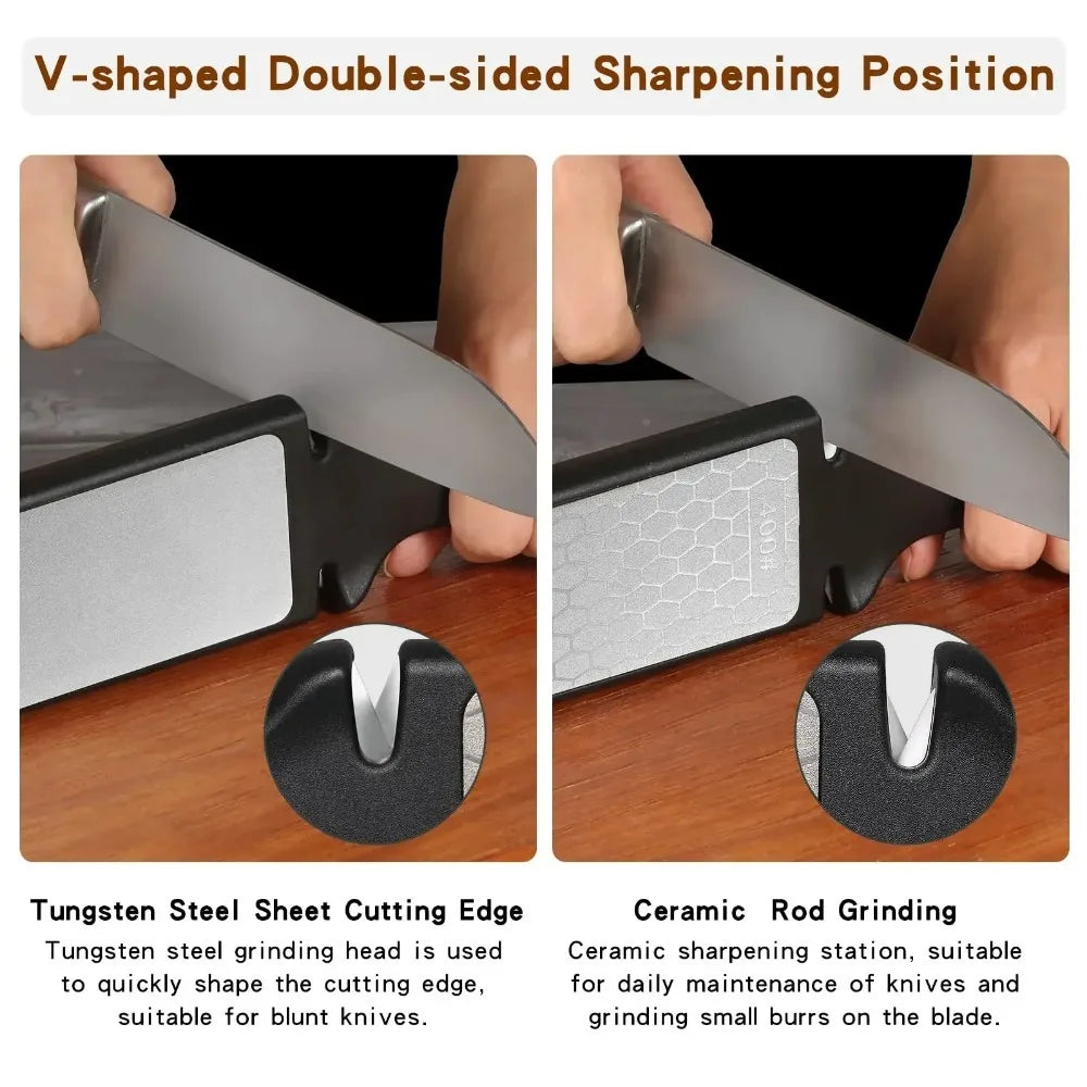 5 in1 Knife Sharpener Diamond Bars 400/1000 Multi-Tool Kitchen Knives Tungsten Steel Ceramic Grinding Double-Sided Whetstone 숫돌