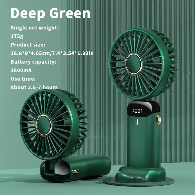 Foldable 5-Speed Handheld Mini Fan with LED Display