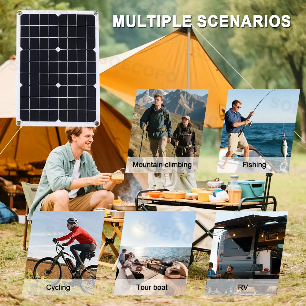 (U.S Stock ) SOECOPO 1000W Portable Solar Panel Kit 2*500W Photovoltaic Panels for Camping Free 100A Controller USB Home Balcony