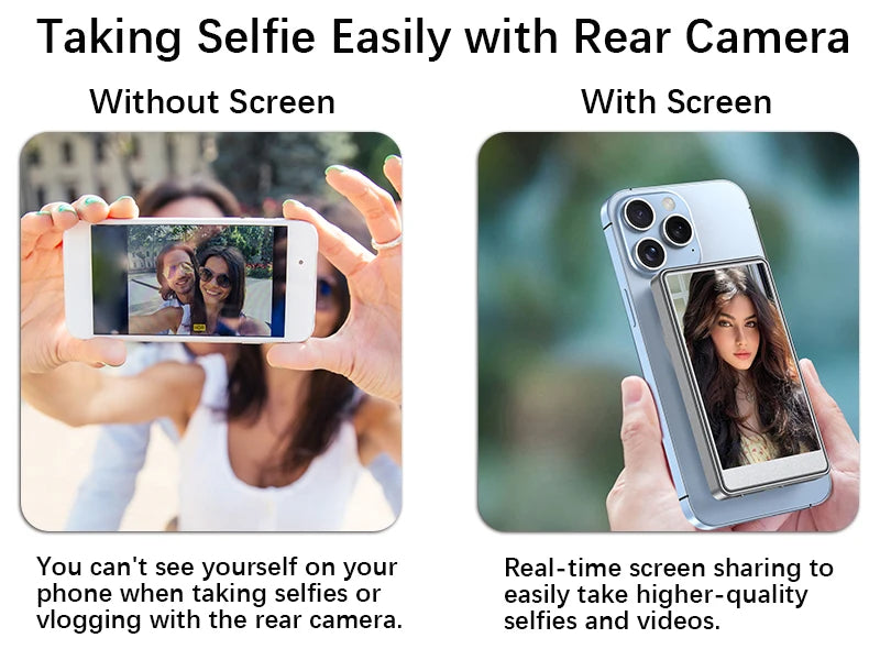 Magnetic Vlog Selfie Monitor for Phone with 4" Wireless Screen