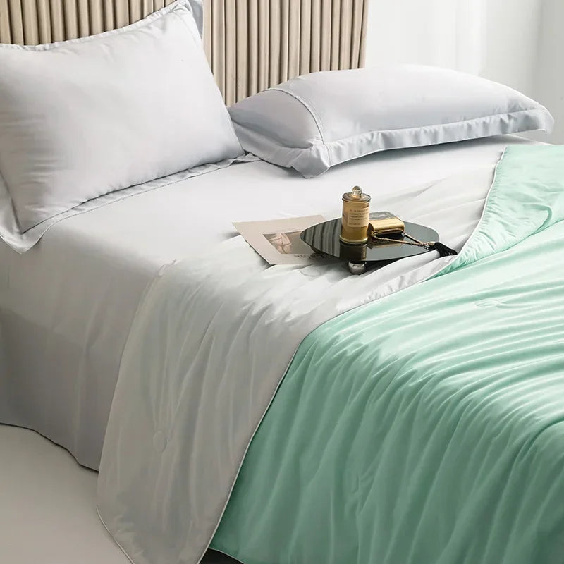 Air Condition Comforter for Summer Pure Color Ice Silk Cooling Blanket Lightweight and Smooth Twin/King Size Cold Quilt