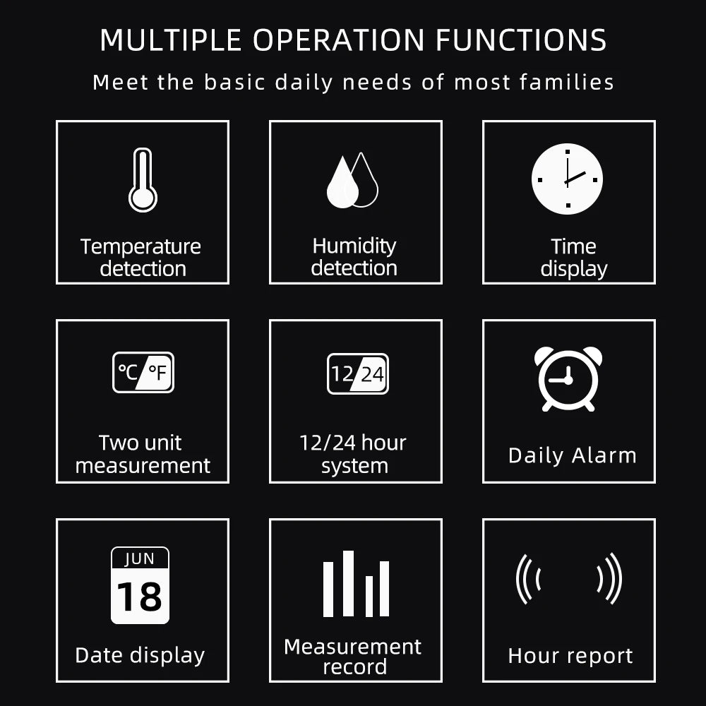 LCD Digital Temperature Humidity Meter HTC-2/HTC-1 Home Indoor Outdoor Hygrometer Thermometer Weather Station with Clock