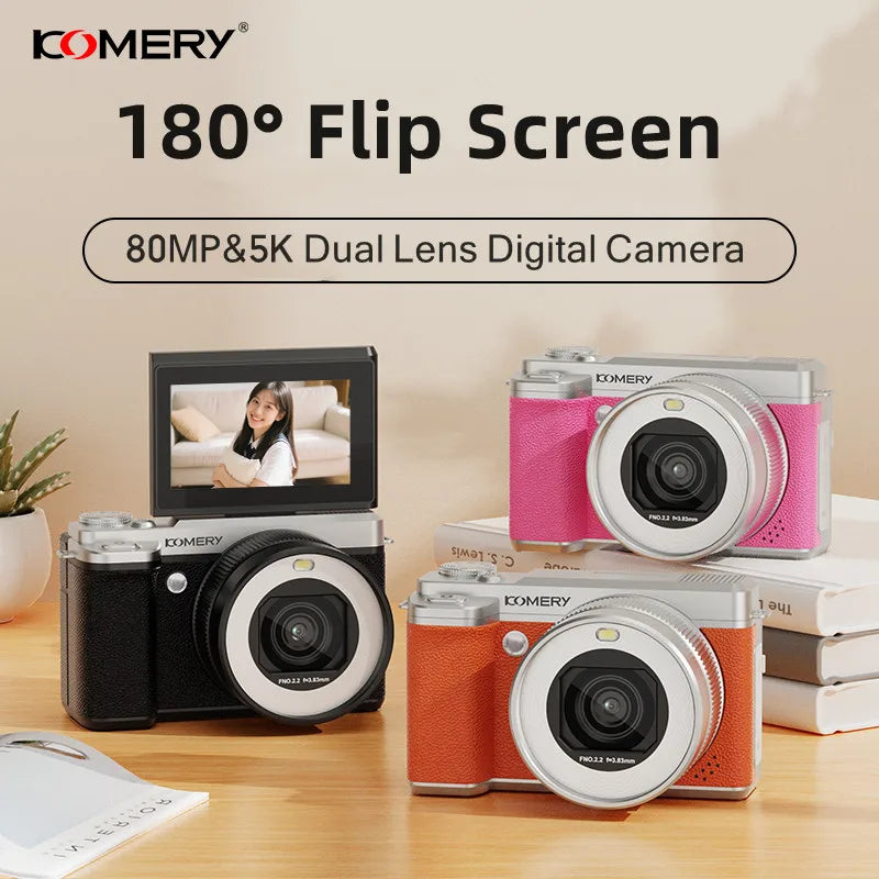 5K Digital Camera 80MP Dual Lens with Flip Screen & WiFi