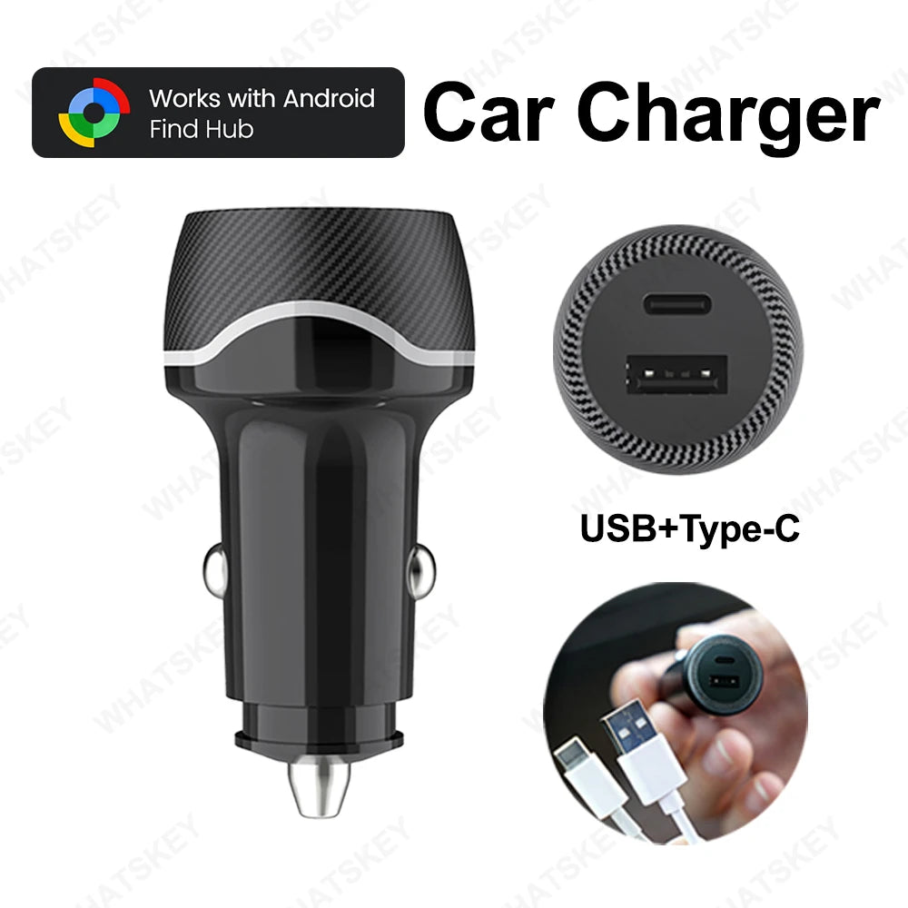 Car Charge GPS Locator Tracker Fast Charging USB Type C Car Charger Adapter Work With Android Google Find My APP Vehicle Tracker