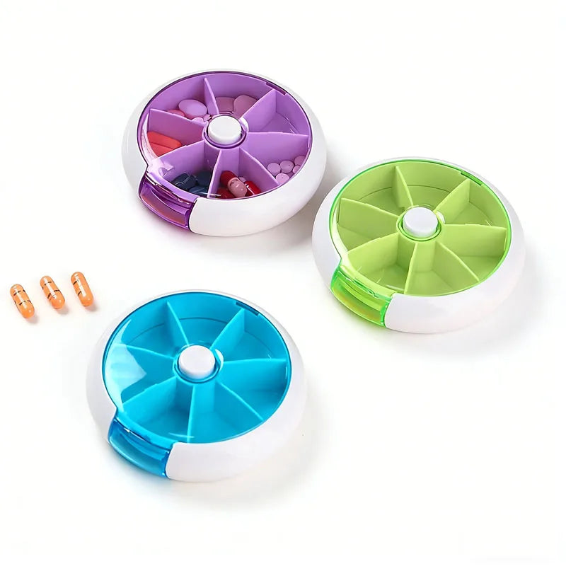 Portable Rotating Pill Box - 7-Day Weekly Pill Organizer