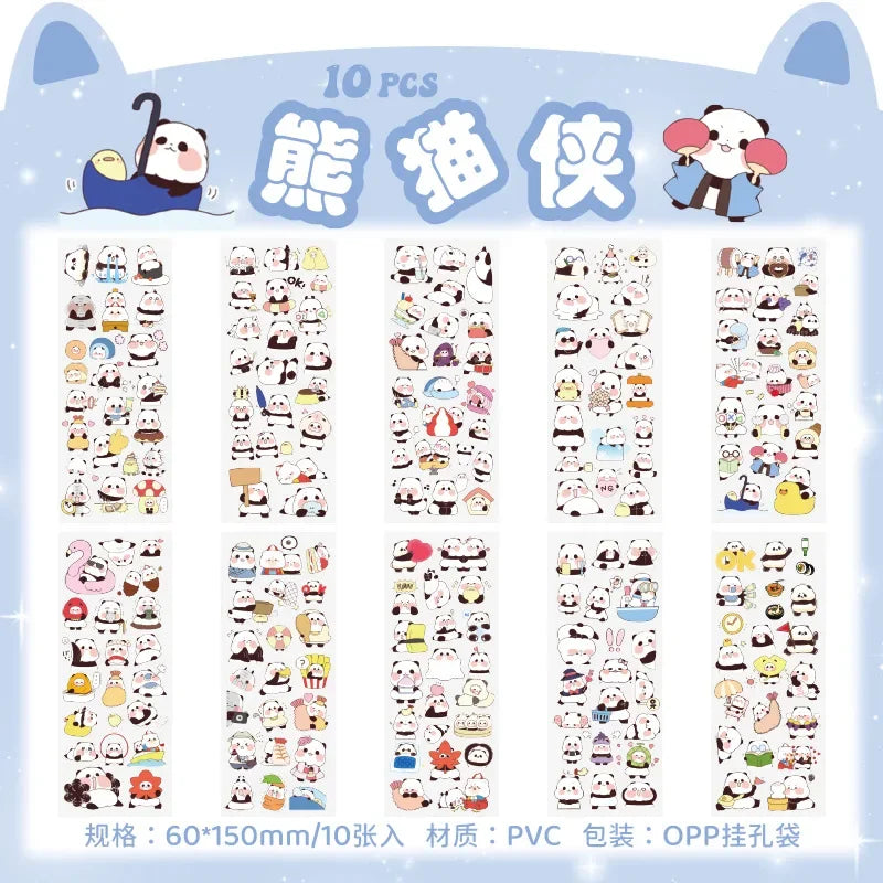 Cartoon Decorative Sticker Sheets – 10-Piece Pack