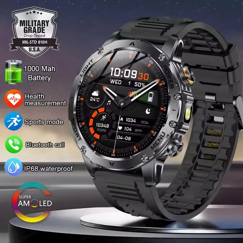 Bluetooth обаден спортен смарт часовник с LED фенер