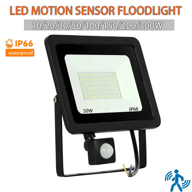 Proiector LED cu senzor de mișcare PIR, opțiuni de 10–300W