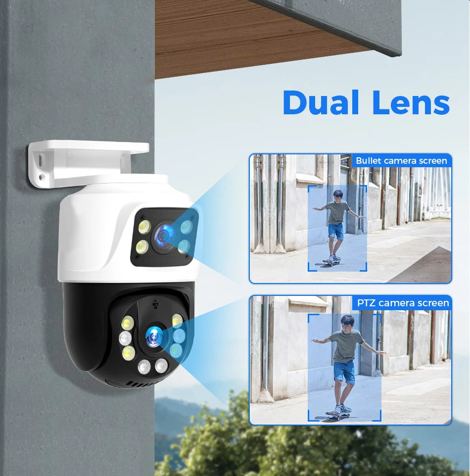 Dual Lens 3MP+3MP POE IP PTZ Security Camera
