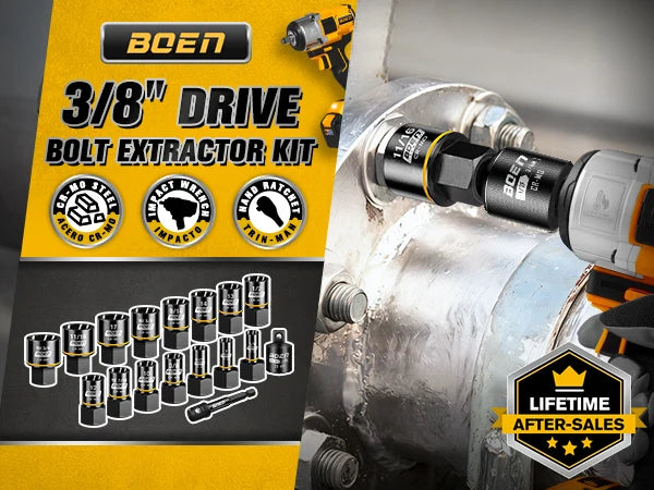 17-Piece Impact Bolt Extractor Kit for Damaged Bolts