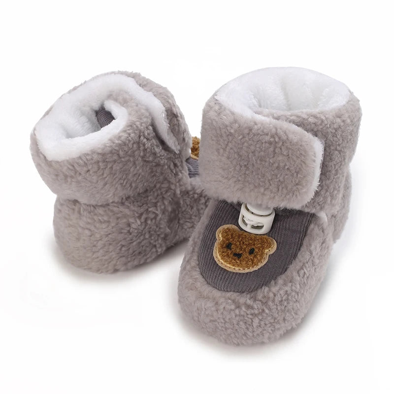 Cute Bear Baby Shoes Soft Plush Winter First Walkers