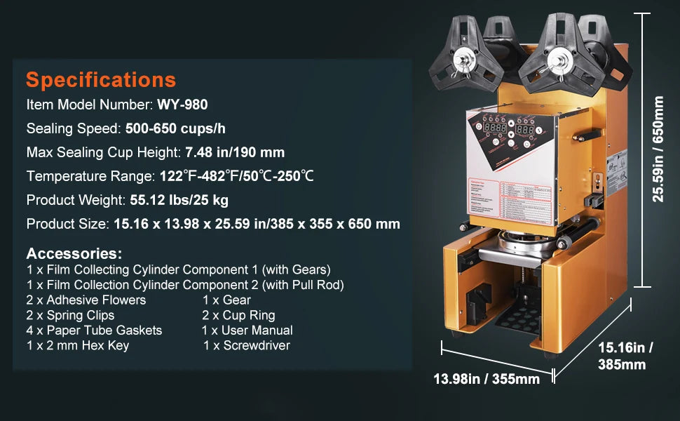 Automatický stroj na uzatváranie pohárov 500–650 pohárov/h pre boba a nápoje