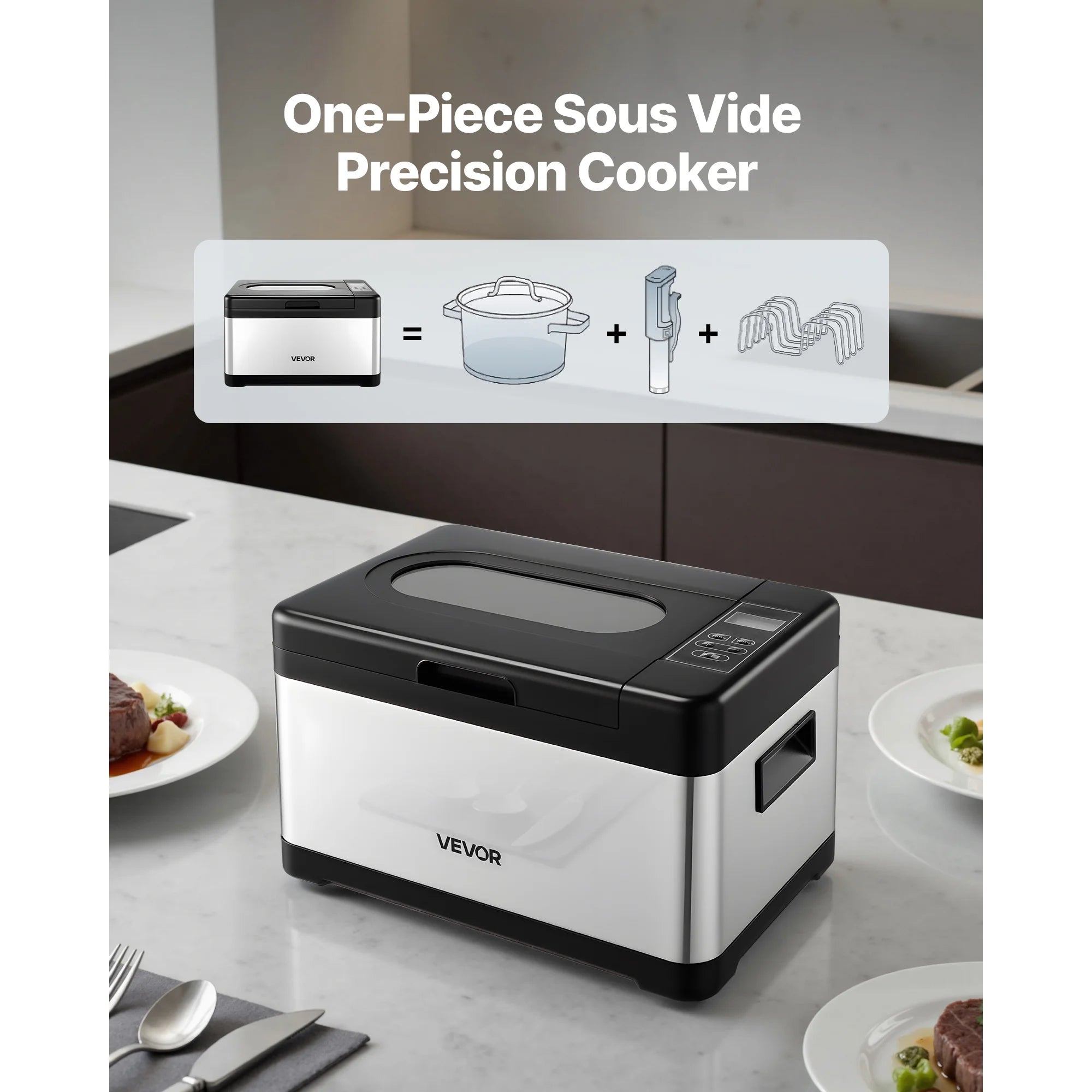 Sous Vide Cooker 800W 8L with Precise Temperature & Timer Control