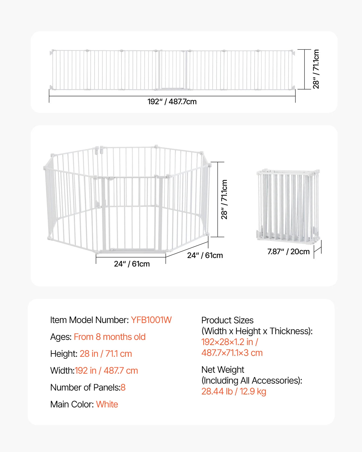 Pressure Mount Baby Gate 28–36 Inches High