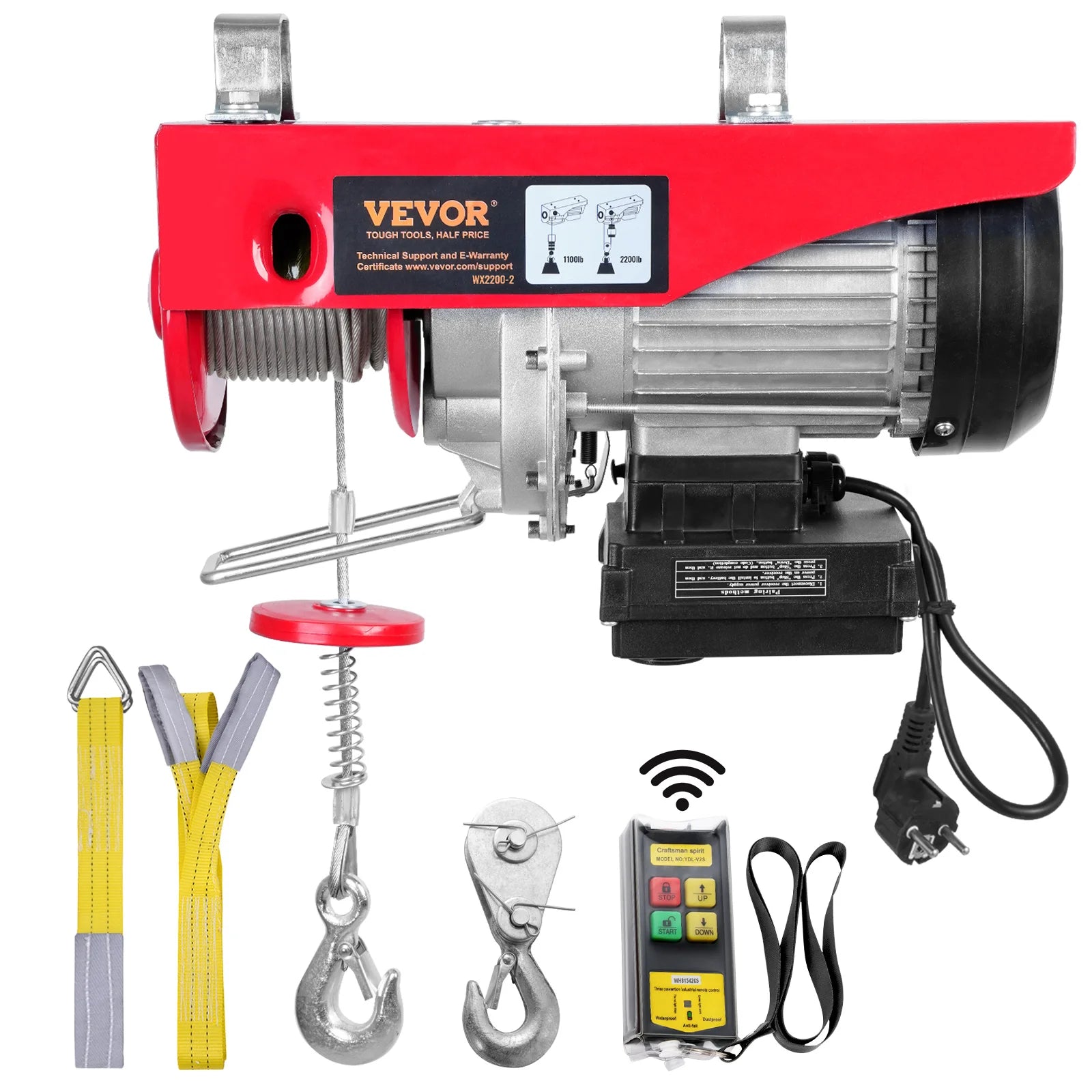 Troliu electric 400–1000 kg cu telecomandă pentru utilizare în garaj