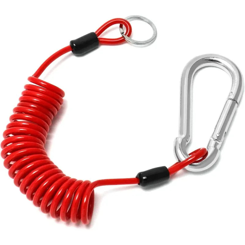 Coiled Breakaway Trailer Cable in Red Spring Steel